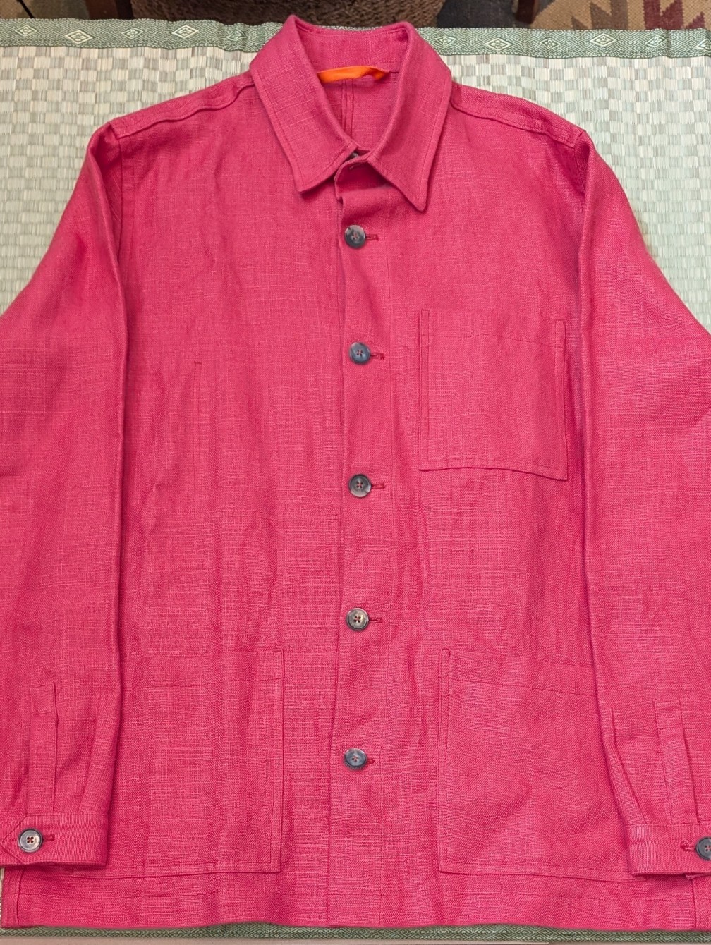 Lnwot Flax London Midweight Linen Railway Jacket Pink Size Xxl (Fits Like Large)